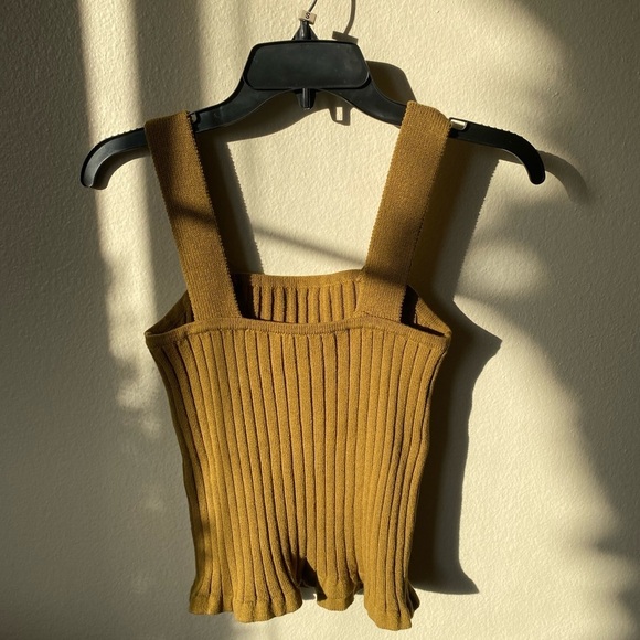 Madewell Women’s Tilney Ribbed Sweater Tank Size XS in Spiced Olive Square Neck - Picture 4 of 7